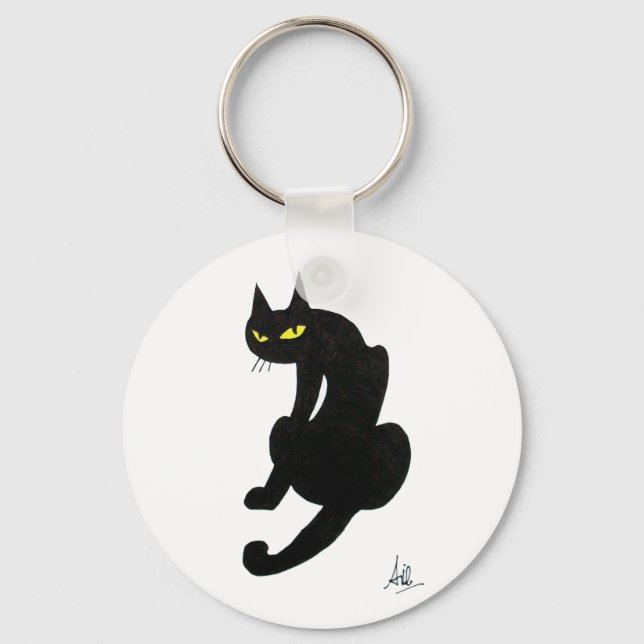 SVART KATT HALLOWEENFEST NYCKELRING (Framsida)