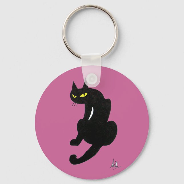 SVART KATT HALLOWEENFEST NYCKELRING (Framsida)