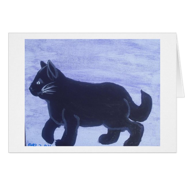 Svart katt hälsningskort (Framsidan Horizontal)