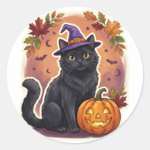 Svart Katt Häxa Hatt Halloween-dekal