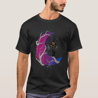 Svart katt häxa & måne Bisexuell flagg Bisexuell P T Shirt