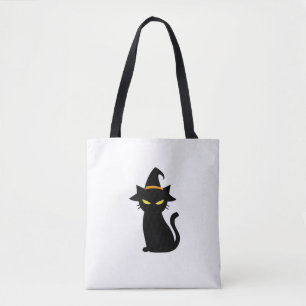 Svart Katt Häxa Totebag Tygkasse
