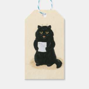 Svart katt Hemsöt Rädding av hemmet Vintage Presentetikett