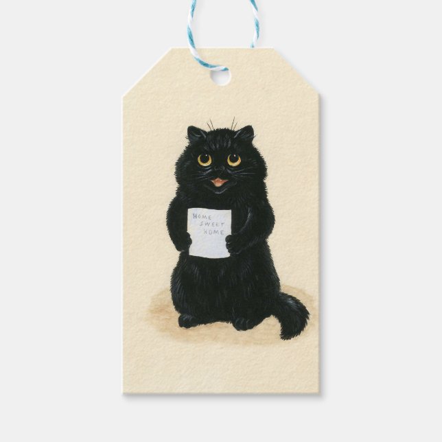 Svart katt Hemsöt Rädding av hemmet Vintage Presentetikett (Framsidan)