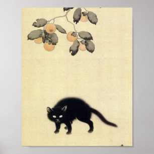 Svart katt Hishida Shunso Poster