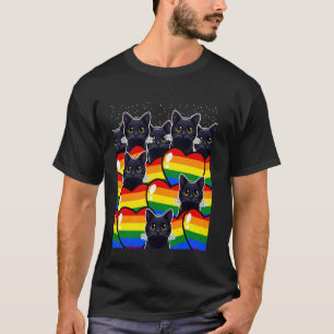 Svart Katt Hjärta HBTQ-Kittel Älskare Gay Pride Mo T Shirt
