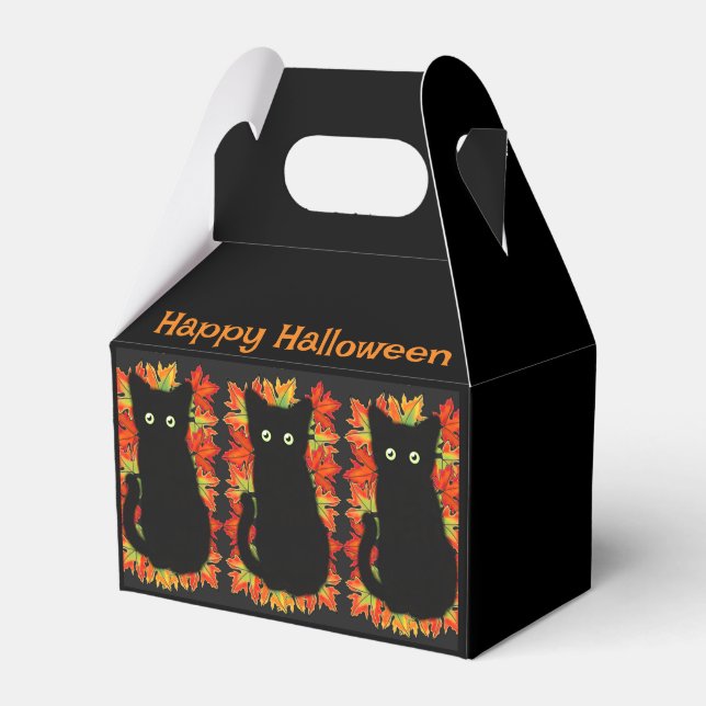 Svart katt, Höst löv mönster, Halloween roligt Presentaskar (Framsidan Sidan)