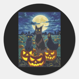 Svart Katt Hund Kyckling Halloween Pumpa Kuslig Runt Klistermärke
