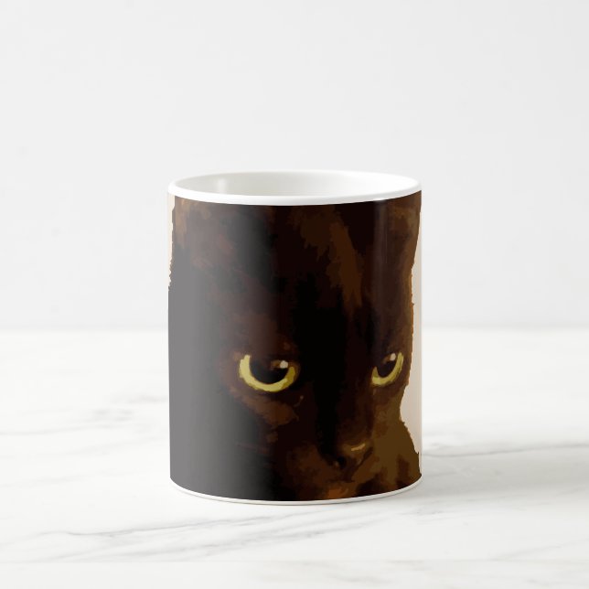 Svart katt husdjur boho stil  kaffemugg (Center)