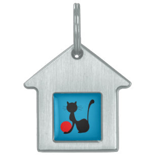 Svart Katt Husdjursmärke ID-bricka Husdjur