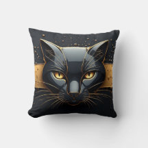 Svart katt huvud med guld dropp design 🐈