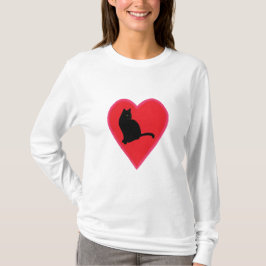 Svart katt i Blend Red och Rosa Heart-skjortor T Shirt