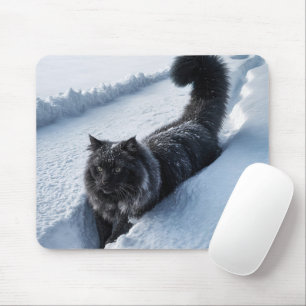 Svart katt i Deep Snö Musmatta