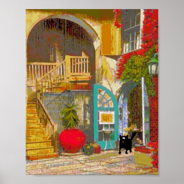 Svart katt i domstolsgarnet poster (Framsidan)