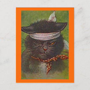SVART KATT I DRÄKTHALLOWEEN FESTINBJUDAN INBJUDNINGAR