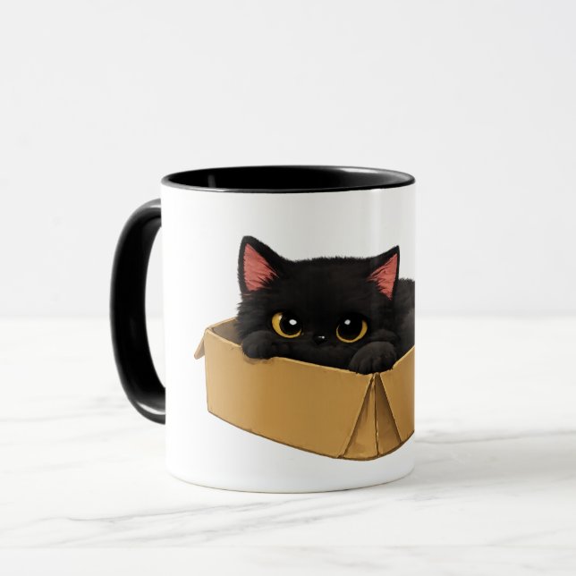 Svart Katt i en Box Mug Mugg (Framsida vänster)