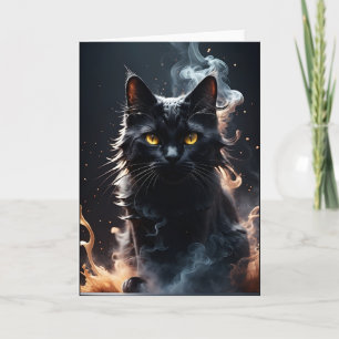 Svart katt i en rökdimma Tom hälsning Kort
