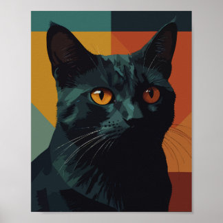 Svart katt i färglös bakgrund poster