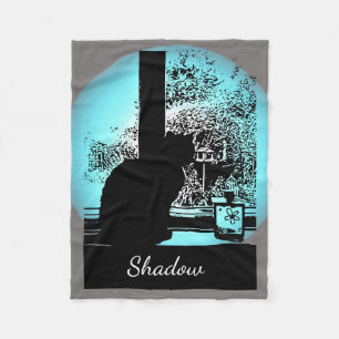 Svart katt i fönster fleecefilt