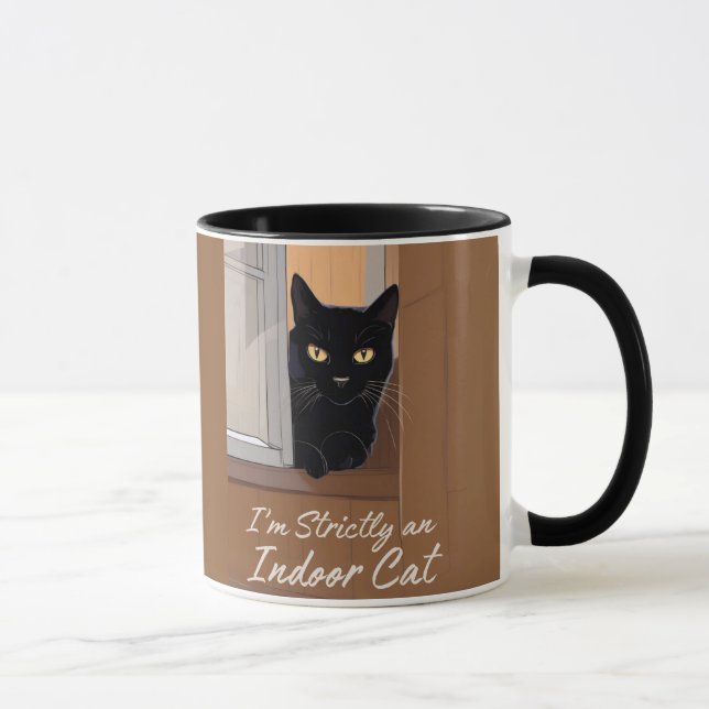 Svart katt i fönstret mugg (Höger)