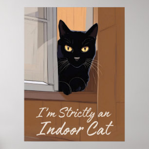 Svart katt i fönstret poster