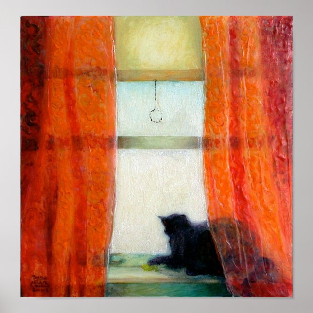 Svart katt i fönstret poster (Framsidan)