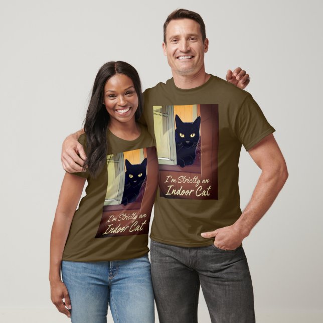 Svart katt i fönstret t shirt (Unisex)