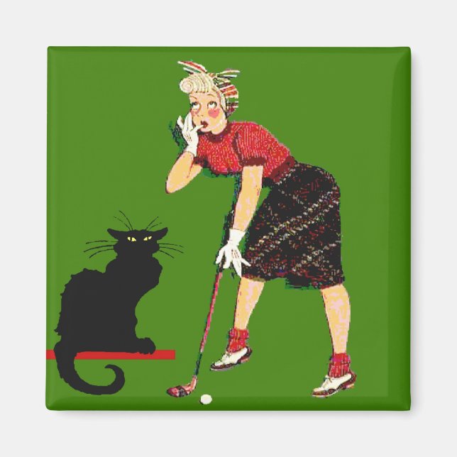 Svart katt i Golf Magnet (Framsidan)