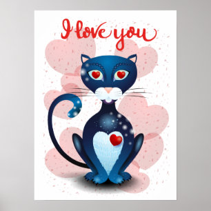 Svart katt i Kärlek Poster