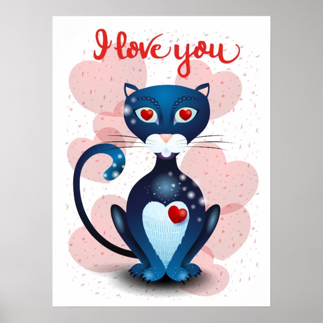 Svart katt i Kärlek Poster (Framsidan)