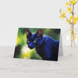 Svart katt i oljestil konst anteckningskort