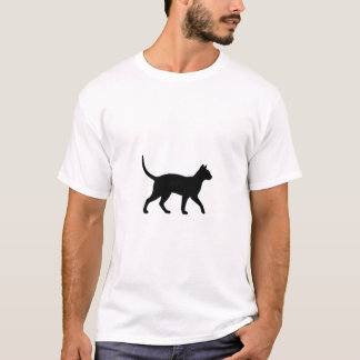 Svart katt i profil siluett gående t shirt