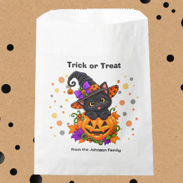 Svart katt i pumpa trick or treat