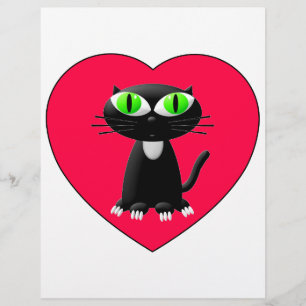 Svart katt i rött hjärta
