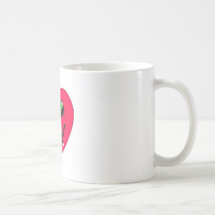 Svart katt i rött hjärta kaffemugg