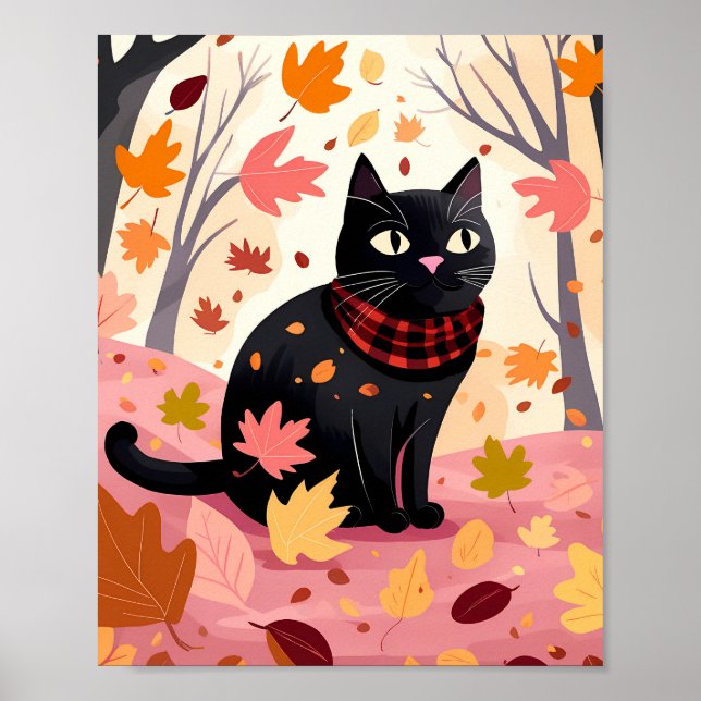 Svart katt i skogen poster (Framsidan)