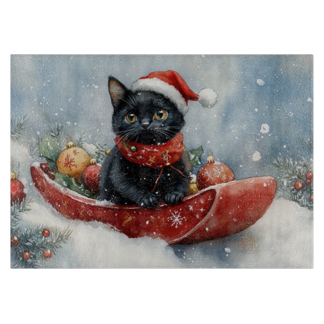Svart katt i släde Låt det snöa jul (Framsidan)
