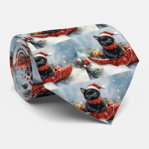 Svart katt i släde Låt det snöa jul Slips