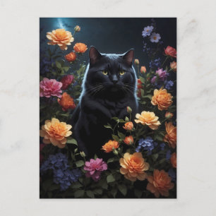 svart katt i svart natt vykort
