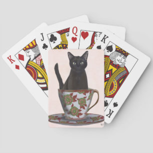 Svart katt i Tekopp Casinokort