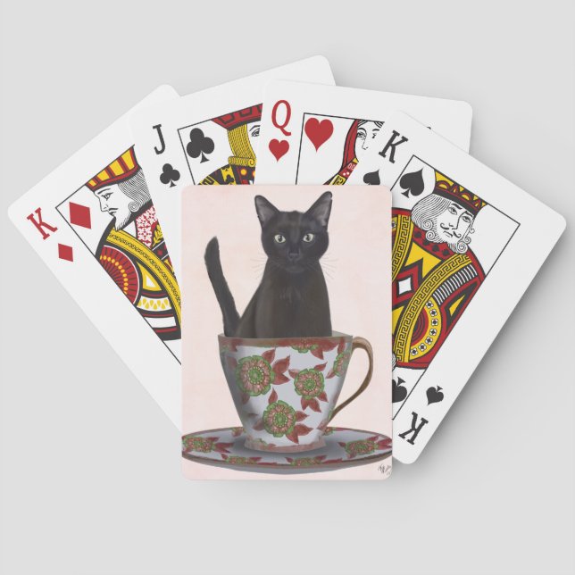 Svart katt i Tekopp Casinokort (Baksidan)