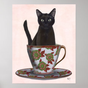 Svart katt i Tekopp Poster