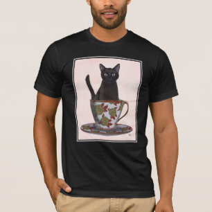 Svart katt i Tekopp T Shirt
