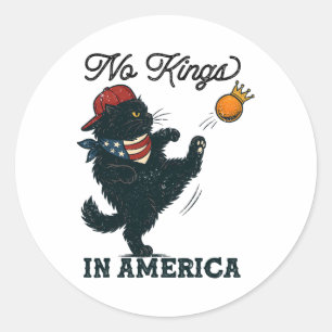 Svart Katt Inga Kungar I Amerika, Vintage Katter E Runt Klistermärke