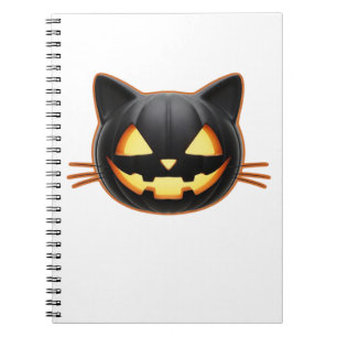 Svart Katt Jack o'Lantern Emoji Klassisk T-Shirt Anteckningsbok