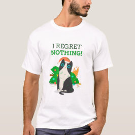 Svart katt, jag ångrar ingenting t shirt