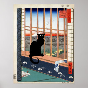 Svart katt, japansk utskrift poster
