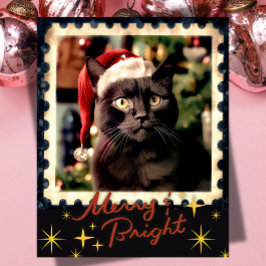 Svart katt jul julkort