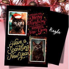 Svart katt jul julkort