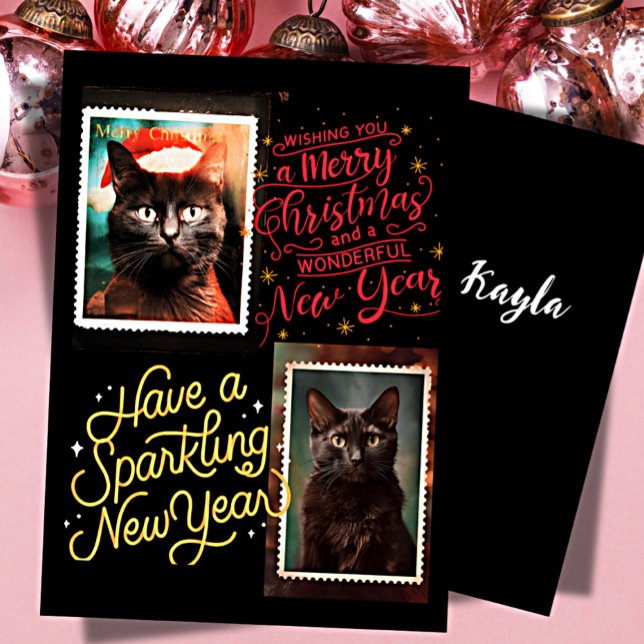 Svart katt jul  julkort (Skapare uppladdad)